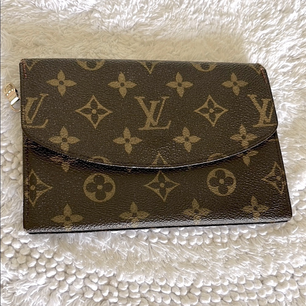 Louis Vuitton Brown Monogram Slim Clutch/ wallet vintage authentic